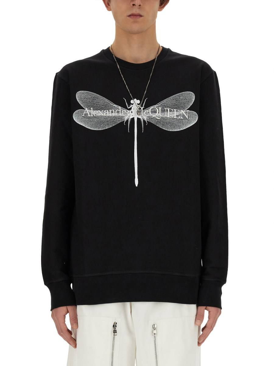 ALEXANDER McQUEEN FELPA "DRAGONFLY" IN COTONE