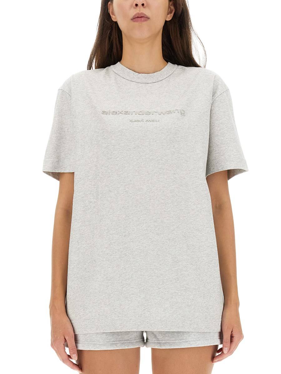 ALEXANDER WANG T-SHIRT IN COTONE CON LOGO