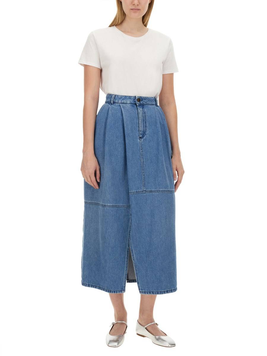 ALYSI GONNA MIDI IN DENIM DI COTONE