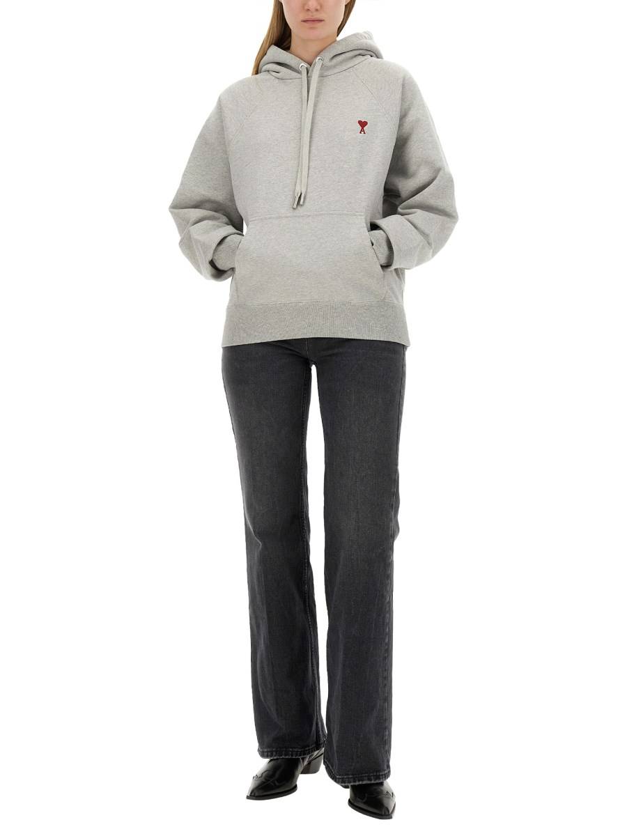 AMI PARIS FELPA IN COTONE CON RICAMO LOGO