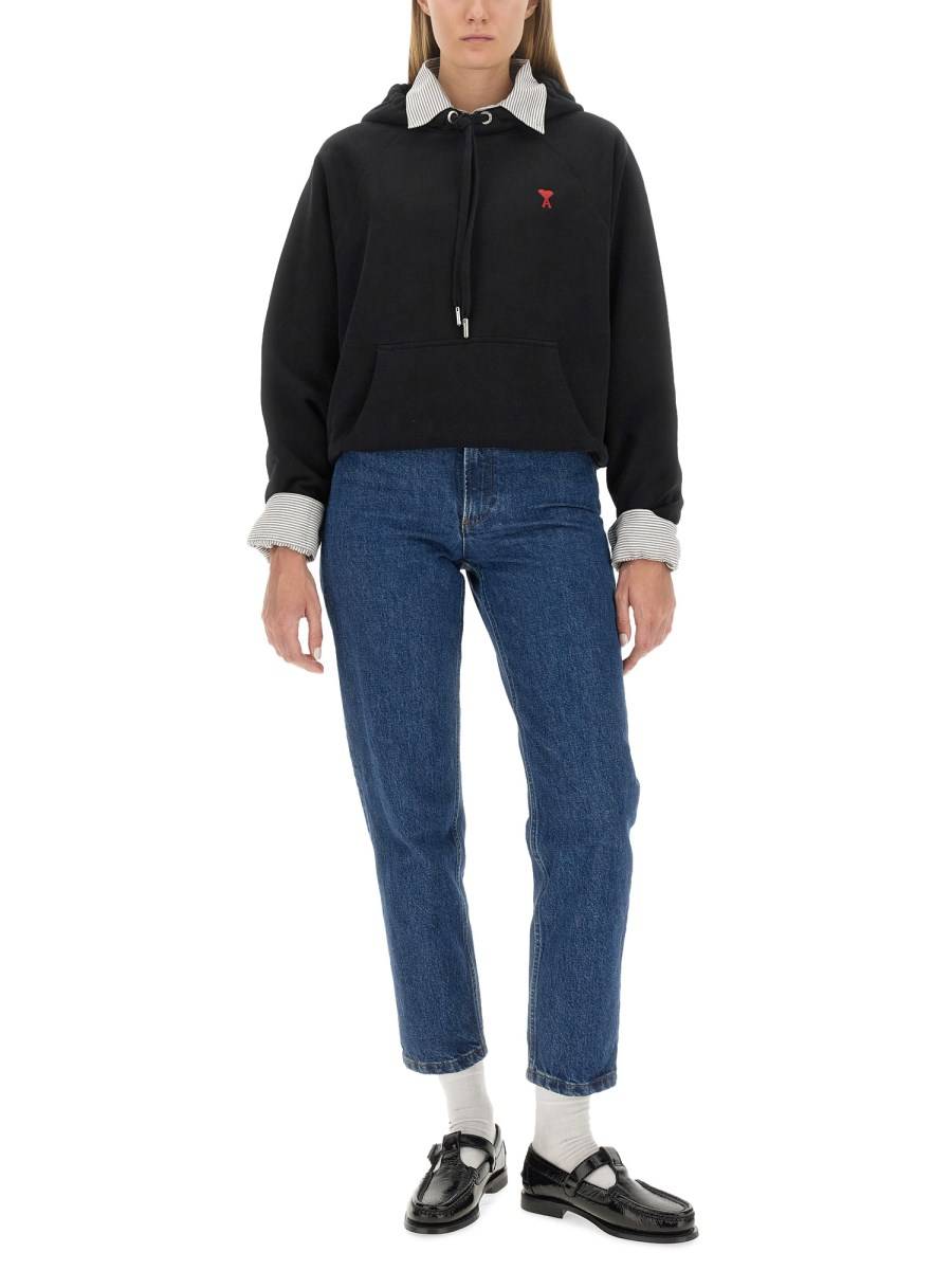 AMI PARIS FELPA IN COTONE CON RICAMO LOGO