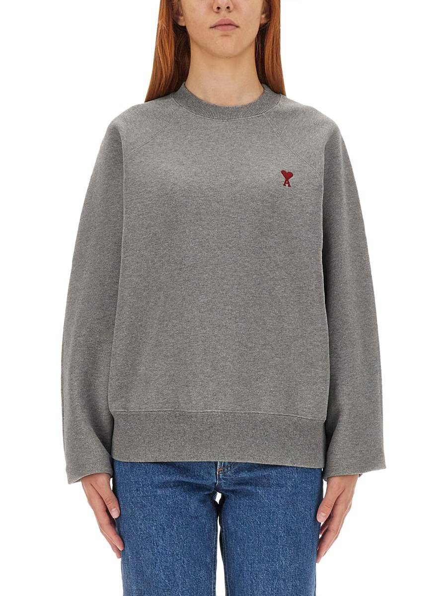 AMI PARIS FELPA IN COTONE CON RICAMO LOGO