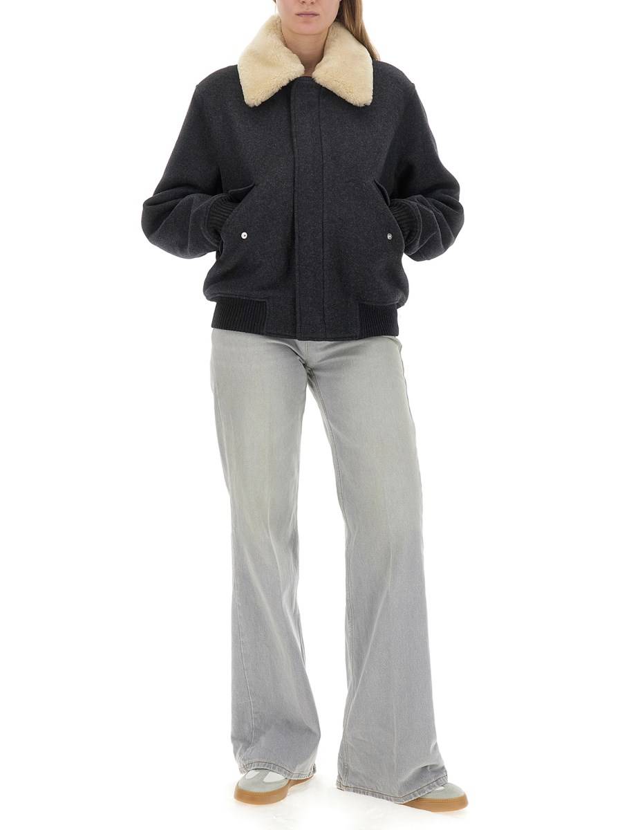 AMI PARIS GIACCA IN LANA CON COLLO IN SHEARLING