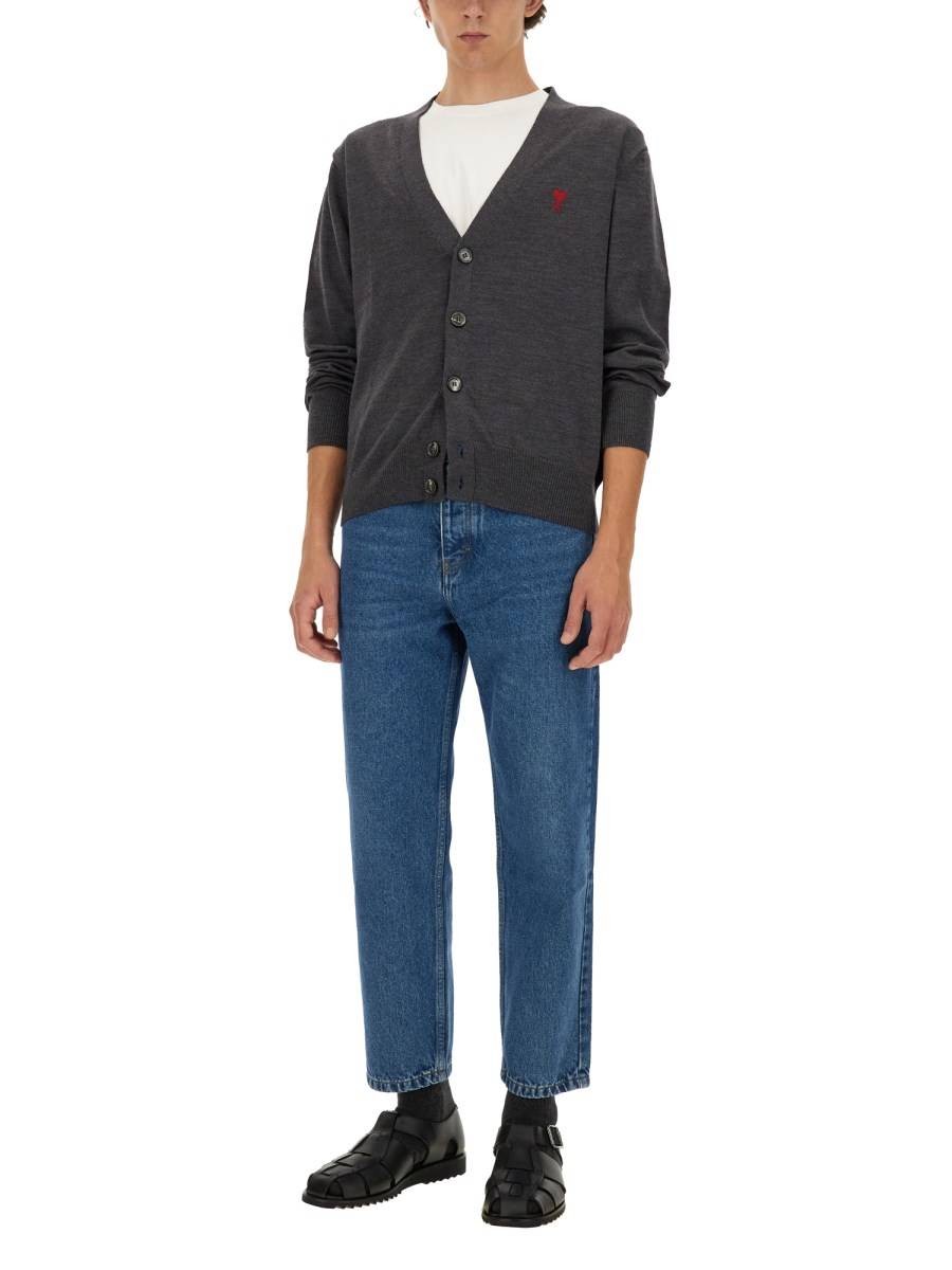 AMI PARIS JEANS TAPERED FIT IN DENIM DI COTONE