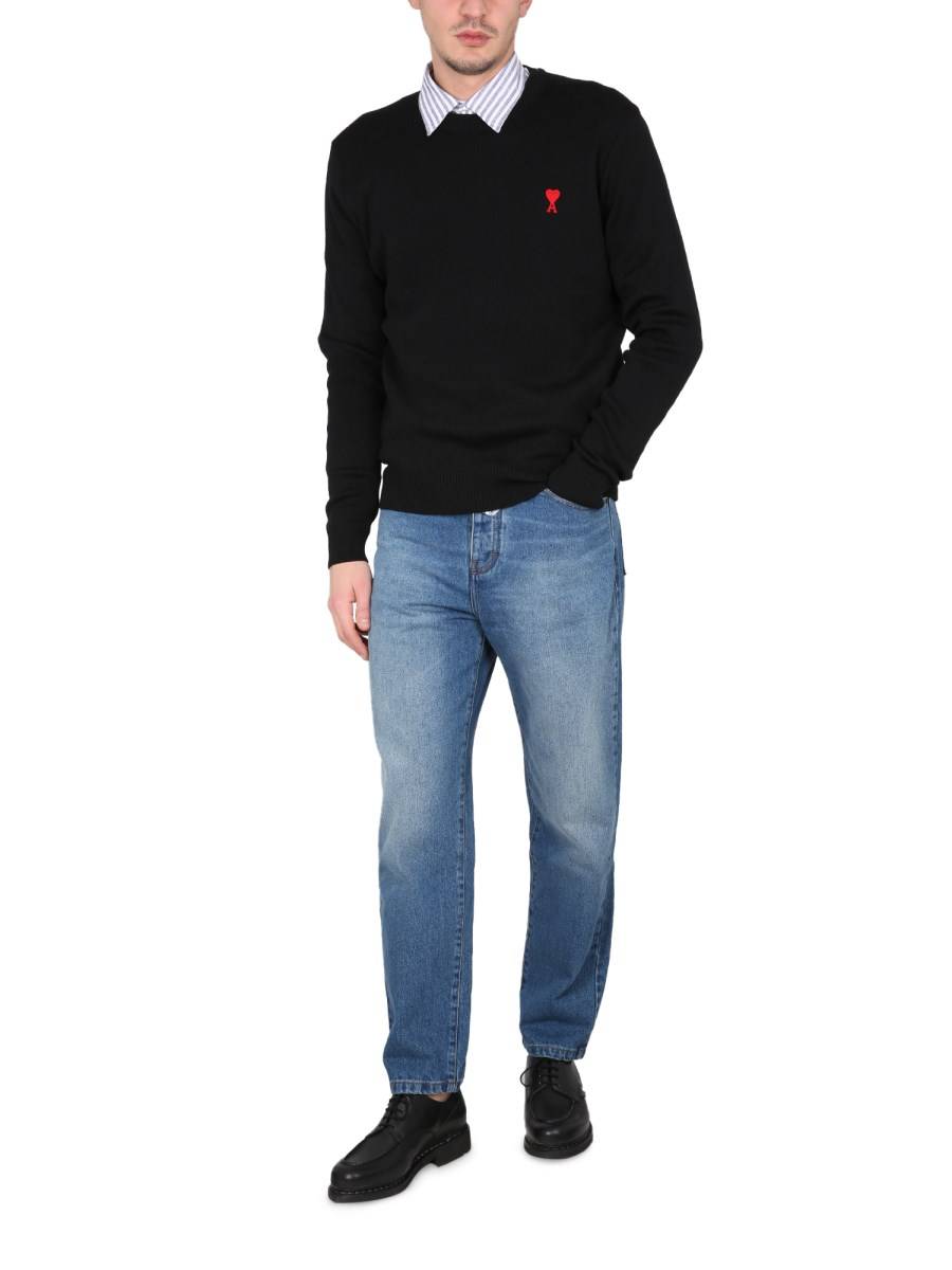 AMI PARIS JEANS TAPERED FIT IN DENIM DI COTONE