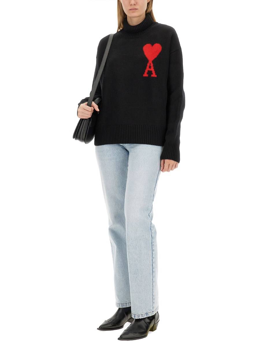 AMI PARIS MAGLIA DOLCEVITA CON LOGO A INTARSIO