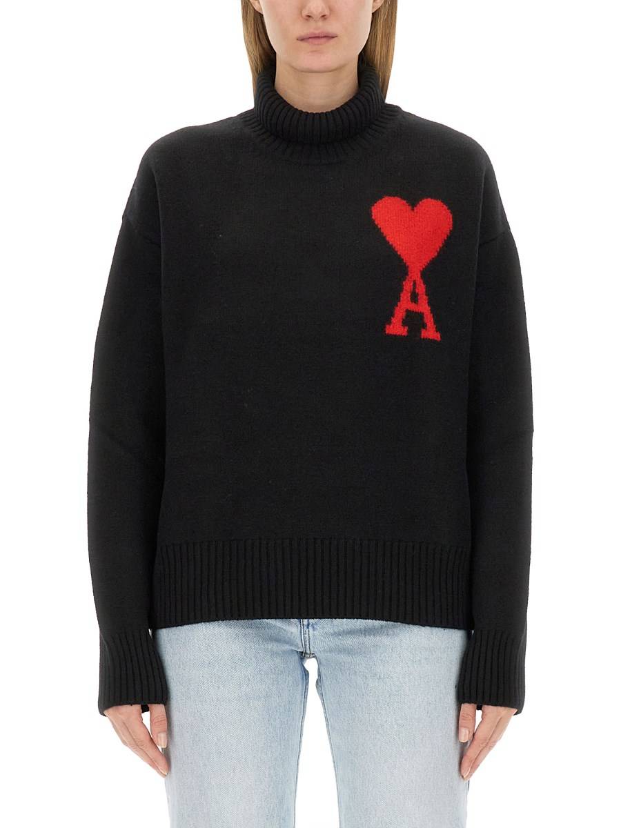 AMI PARIS MAGLIA DOLCEVITA CON LOGO A INTARSIO