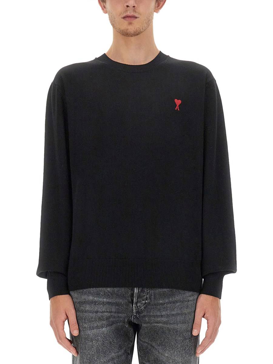 AMI PARIS MAGLIA IN LANA CON LOGO