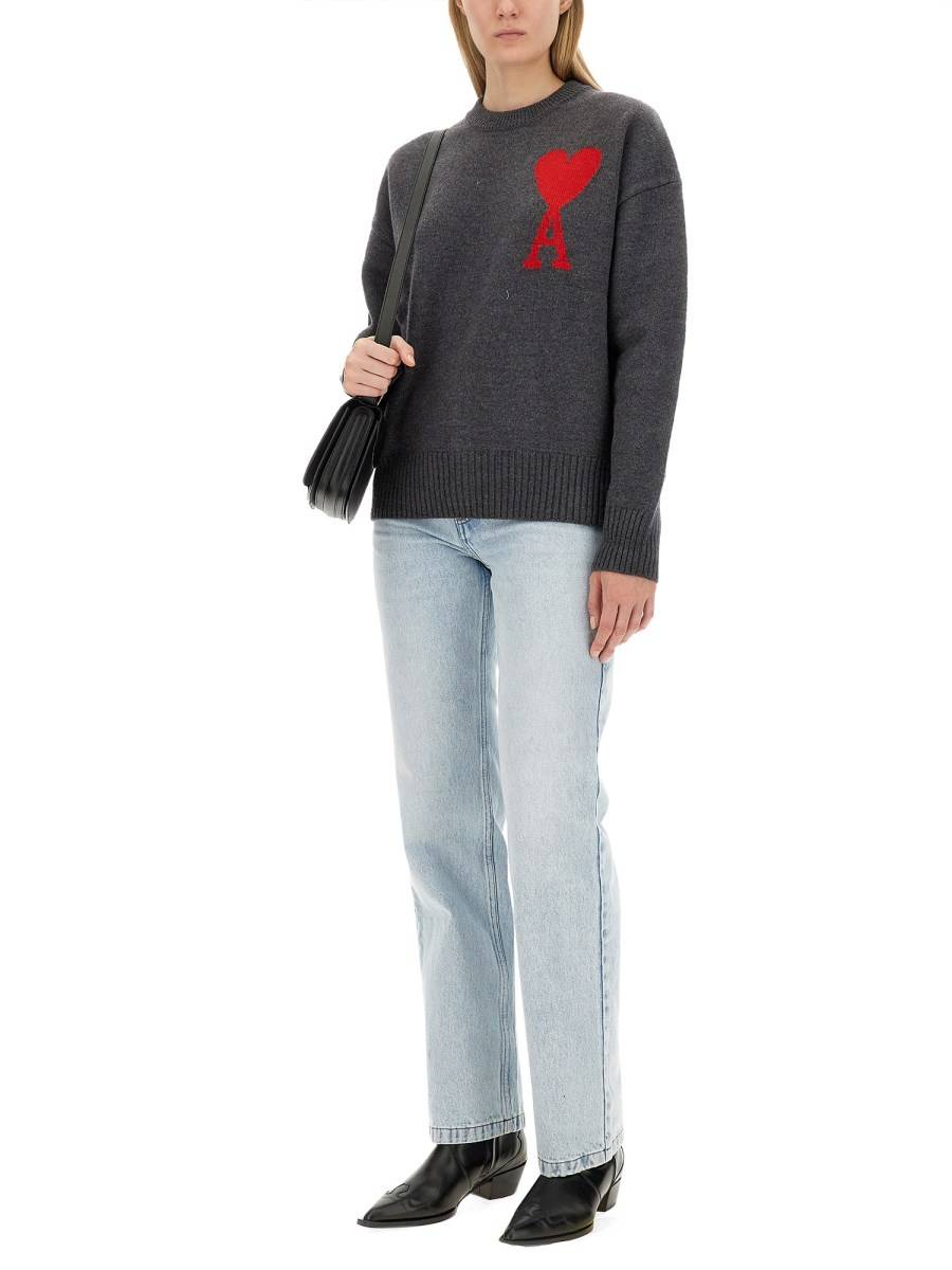 AMI PARIS MAGLIA IN LANA CON RICAMO AMI DE COEUR