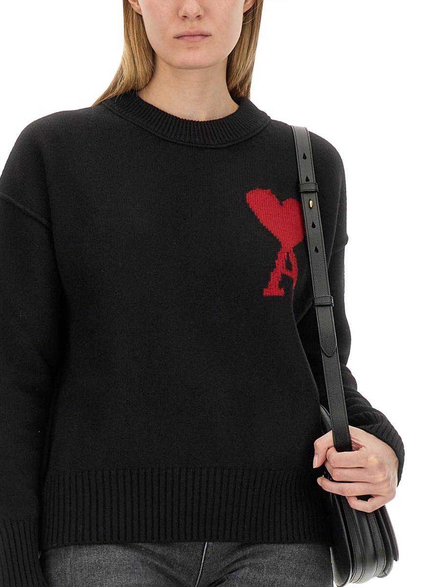 AMI PARIS MAGLIA IN LANA CON RICAMO LOGO