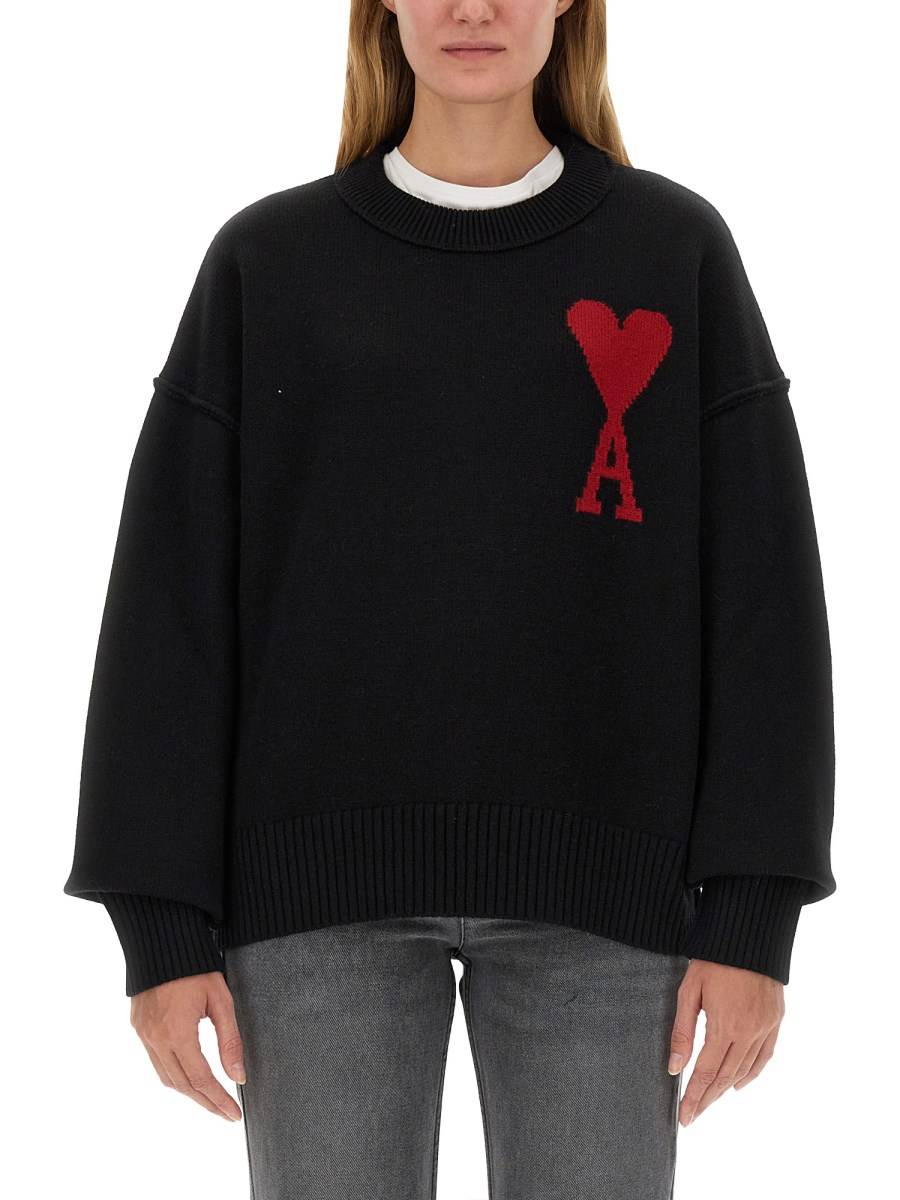 AMI PARIS MAGLIA IN LANA CON RICAMO LOGO