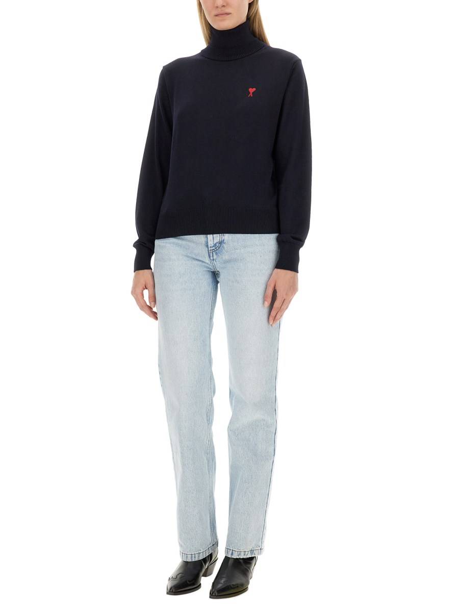AMI PARIS MAGLIA IN LANA CON RICAMO LOGO