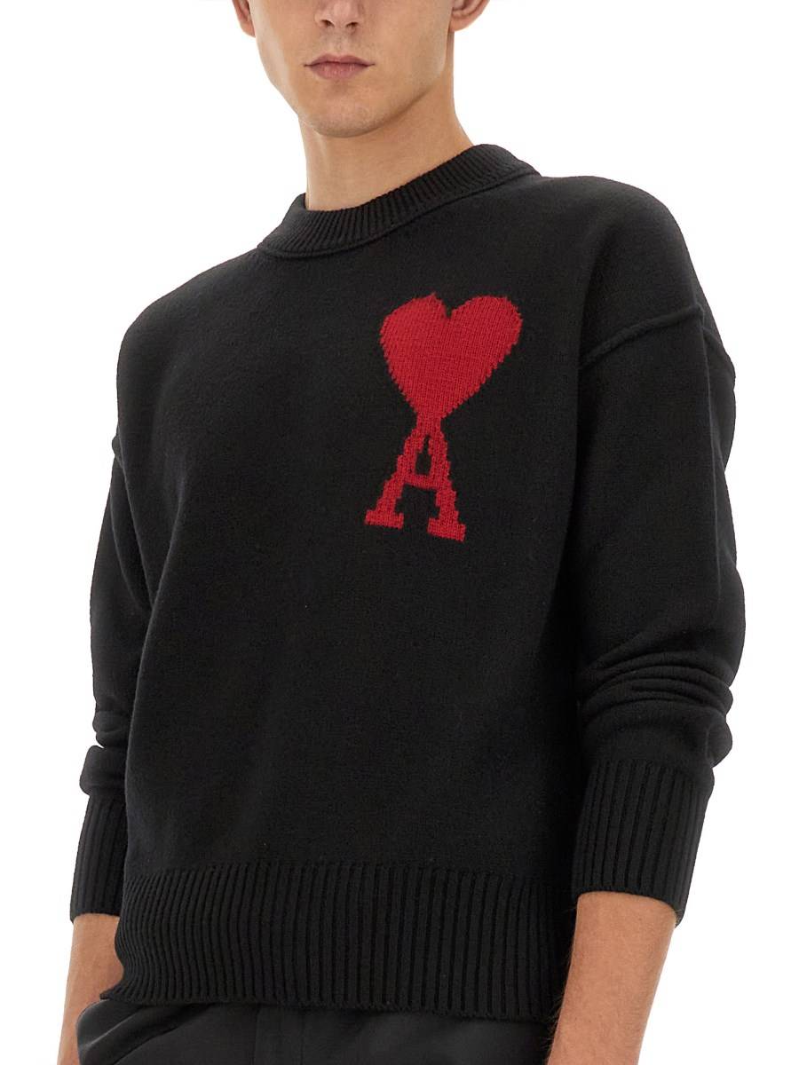 AMI PARIS MAGLIA IN LANA CON RICAMO LOGO
