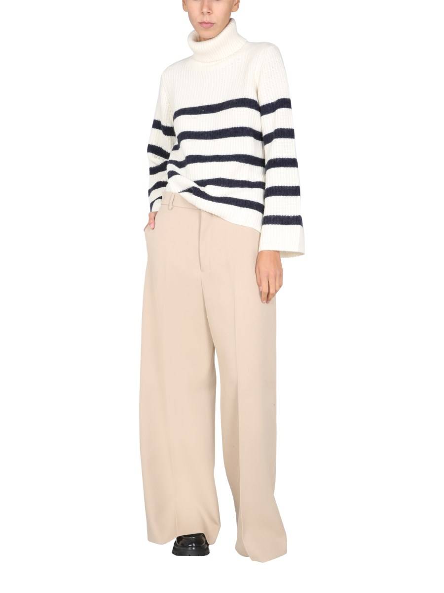 AMI PARIS PANTALONE WIDE LEG IN LANA VERGINE