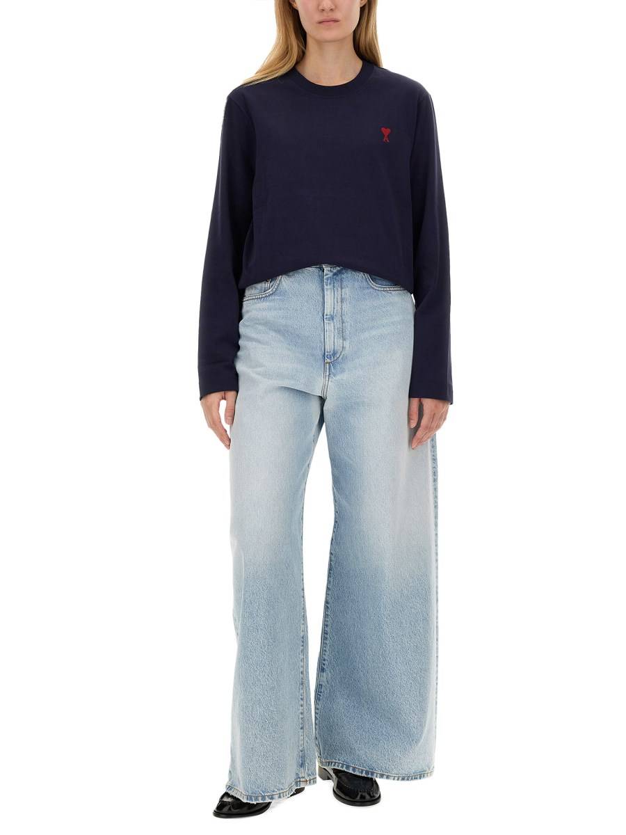 AMI PARIS T-SHIRT CON LOGO IN JERSEY DI COTONE