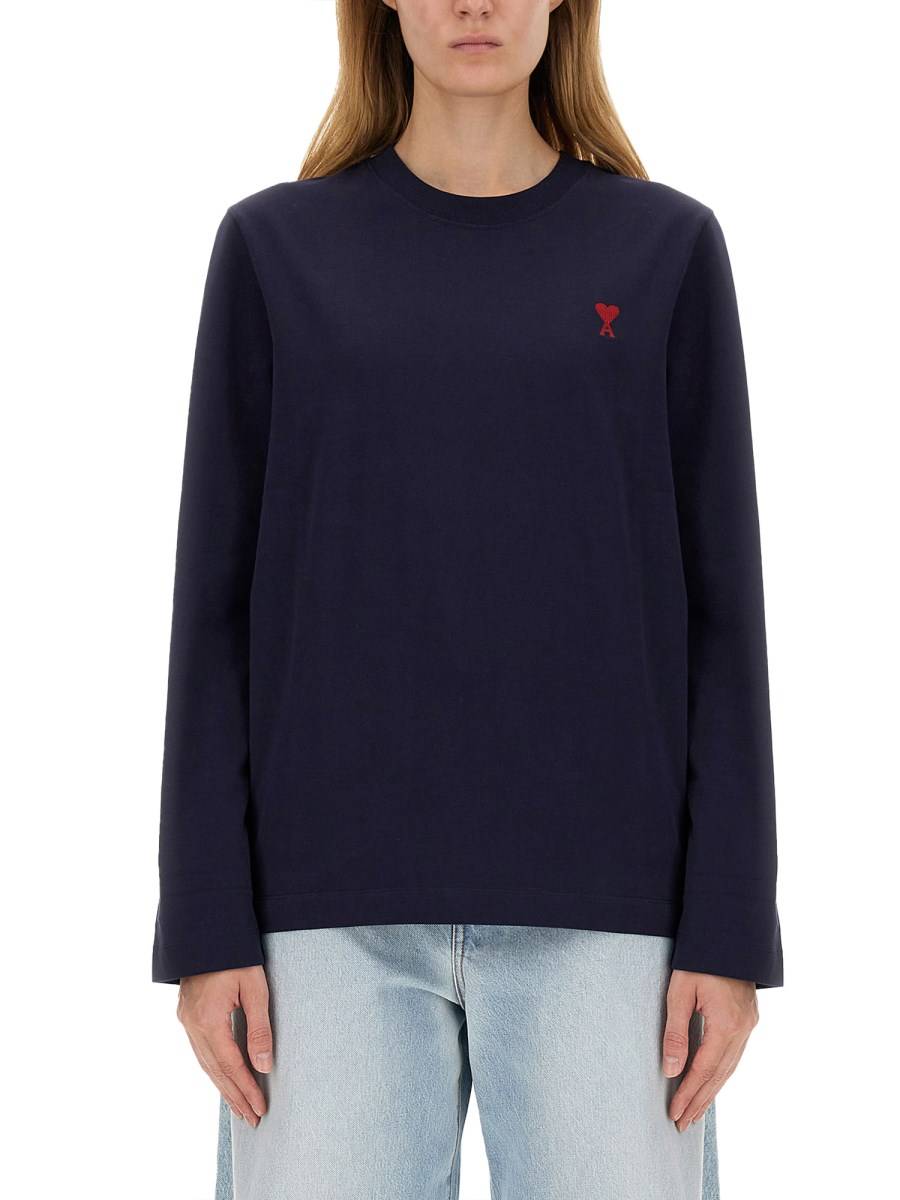 AMI PARIS T-SHIRT CON LOGO IN JERSEY DI COTONE