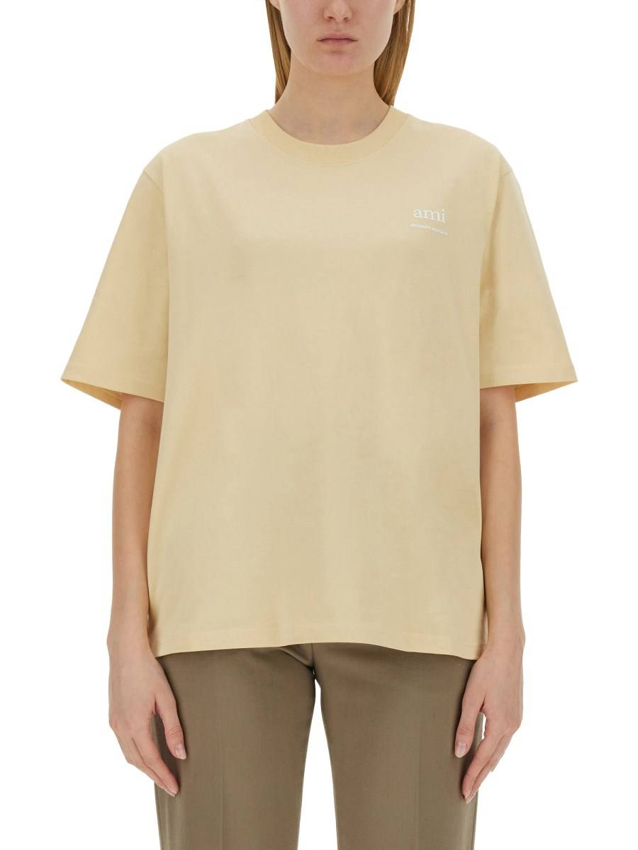 AMI PARIS T-SHIRT IN JERSEY DI COTONE CON LOGO