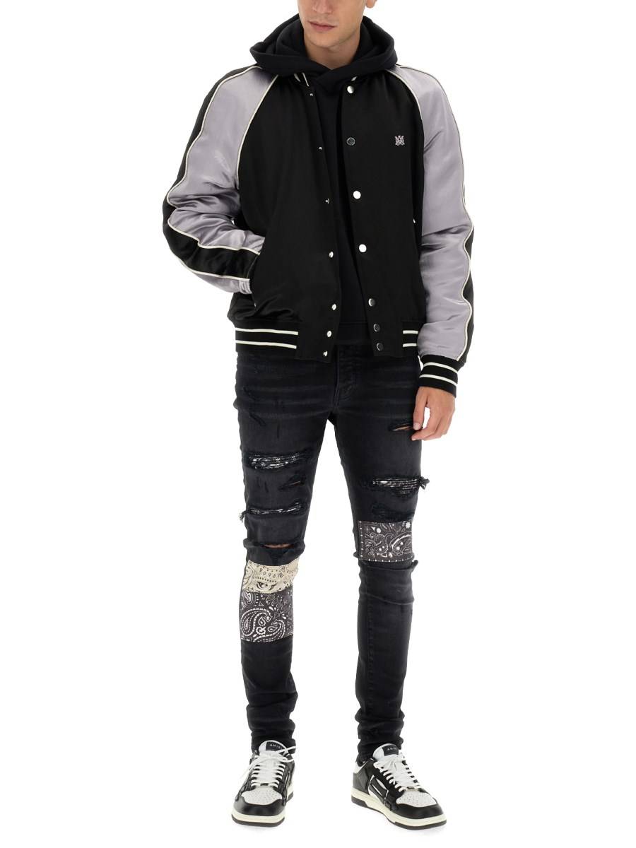 AMIRI GIACCA VARSITY IN ACETATO CON RICAMO LOGO