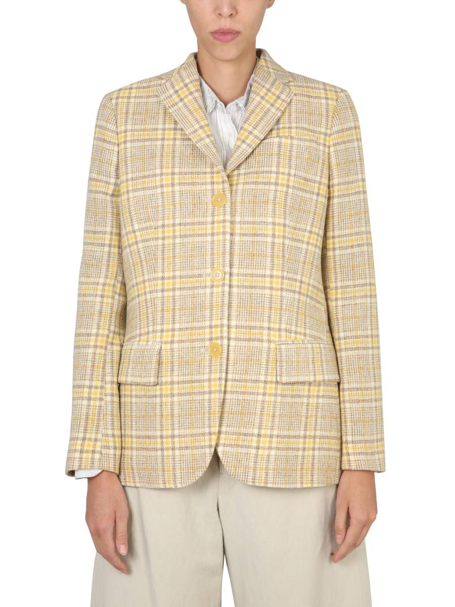 ASPESI BLAZER MONOPETTO CON MOTIVO CHECK