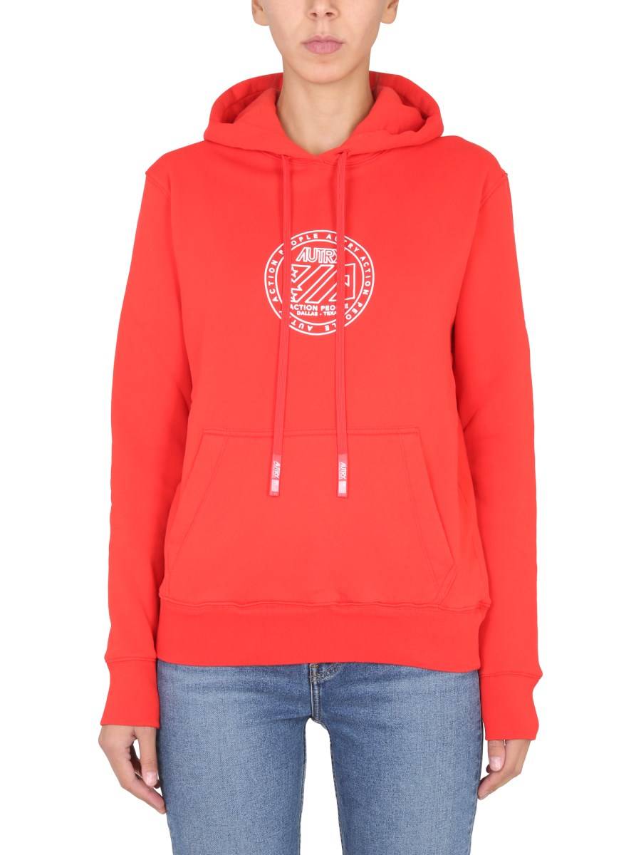 AUTRY FELPA CON CAPPUCCIO IN COTONE CON LOGO