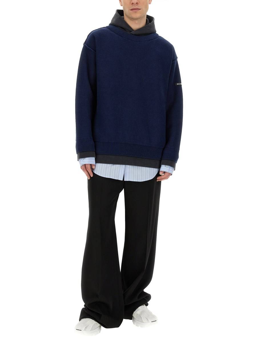 BALENCIAGA FELPA A STRATI CON CAPPUCCIO IN COTONE