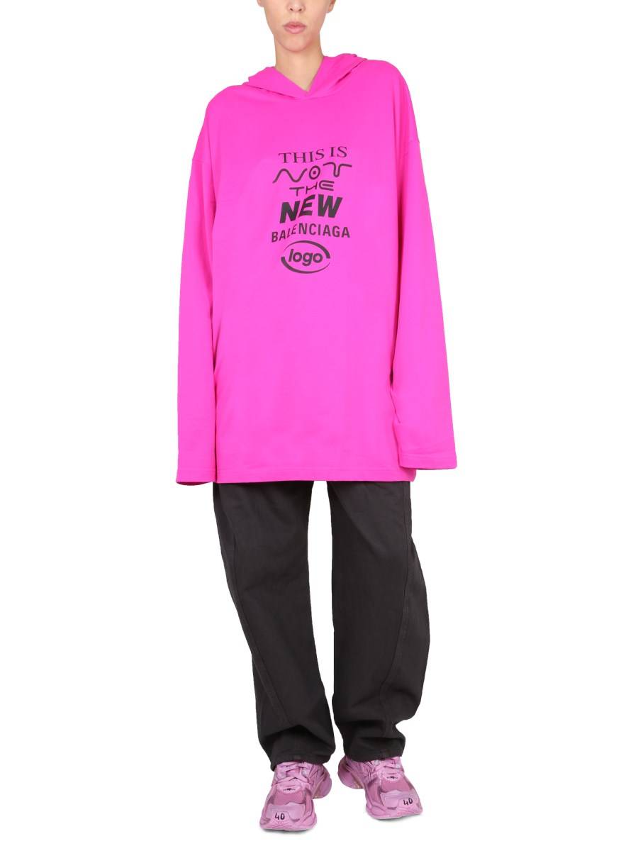 BALENCIAGA FELPA NEW LOGO IN COTONE