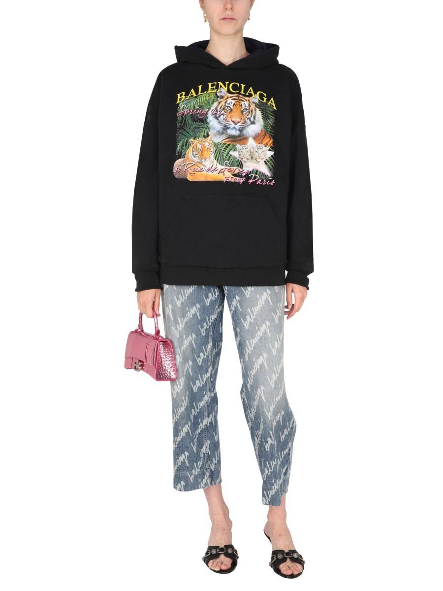 BALENCIAGA FELPA REVERSIBILE IN COTONE CON STAMPA