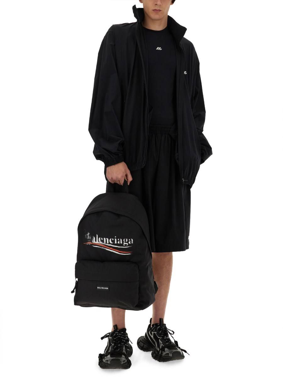 BALENCIAGA GIACCA CON LOGO E ZIP IN NYLON