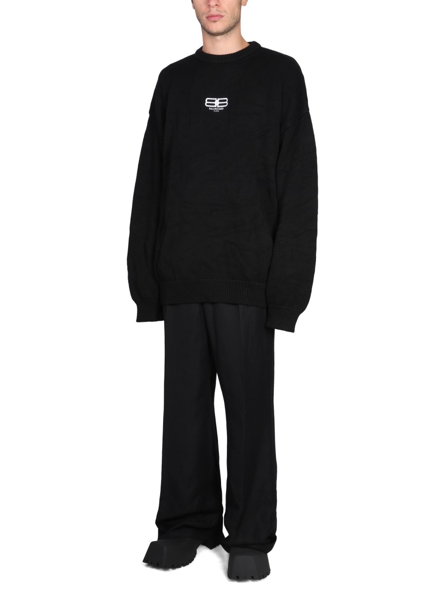 BALENCIAGA PULLOVER BB PARIS ICON IN COTONE