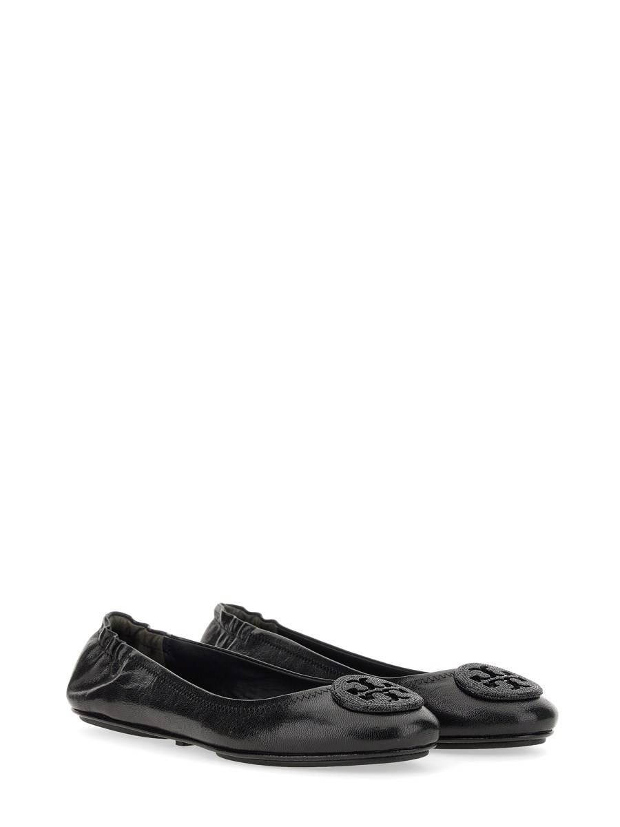TORY BURCH BALLERINA MINNIE TRAVEL IN PELLE CON PAVÉ