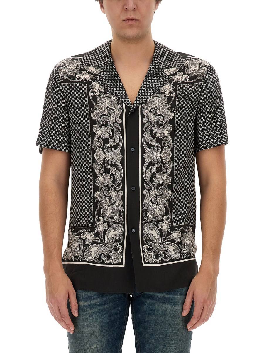 BALMAIN CAMICIA CON STAMOA MONOGRAM PAISLEY