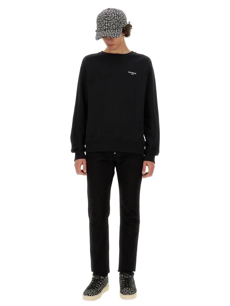 BALMAIN FELPA IN COTONE CON LOGO
