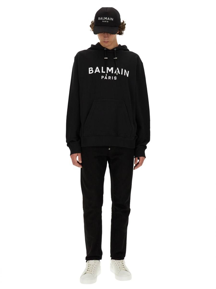BALMAIN FELPA IN COTONE CON LOGO