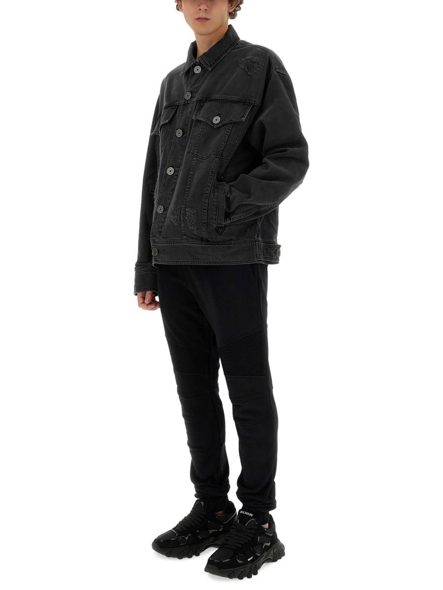BALMAIN GIACCA IN DENIM EFFETTO USURATO