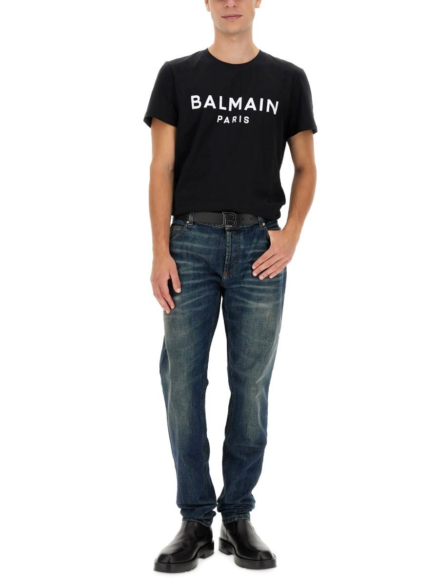 BALMAIN JEANS FADED IN DENIM DI COTONE