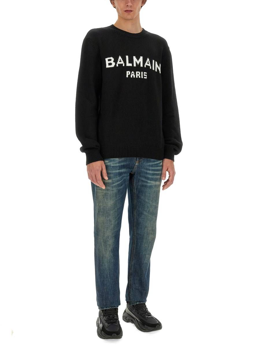 BALMAIN MAGLIA IN LANA CON LOGO