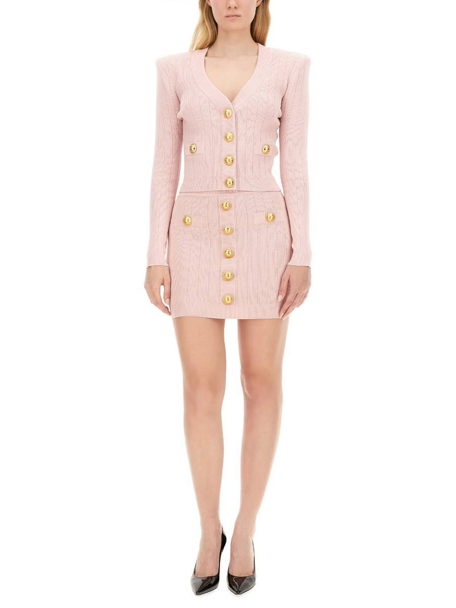 BALMAIN MAGLIA IN VISCOSA CON SCOLLO A V