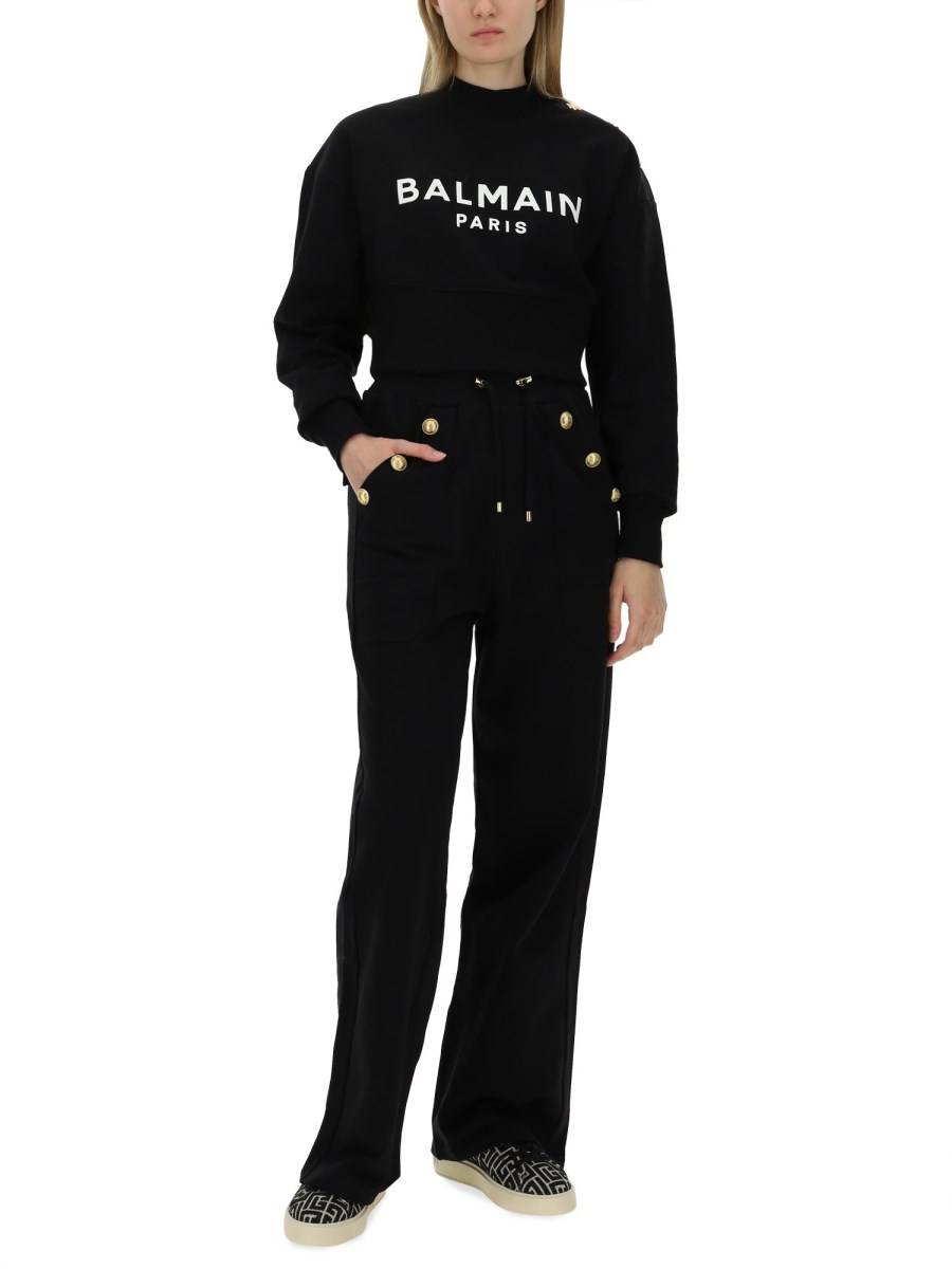 BALMAIN PANTALONE JOGGING IN FELPA DI COTONE