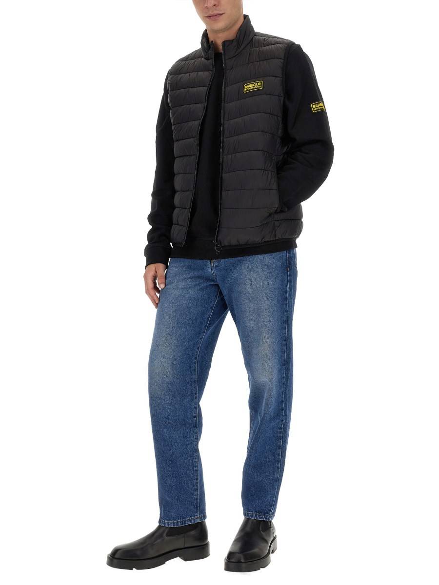 BARBOUR GILET CON LOGO IN NYLON TRAPUNTATO