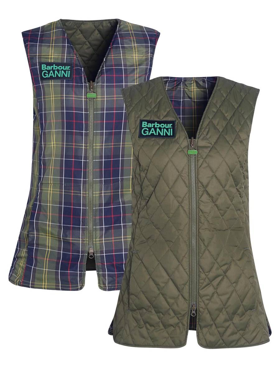 BARBOUR X GANNI GILET "BETTY" REVERSIBILE