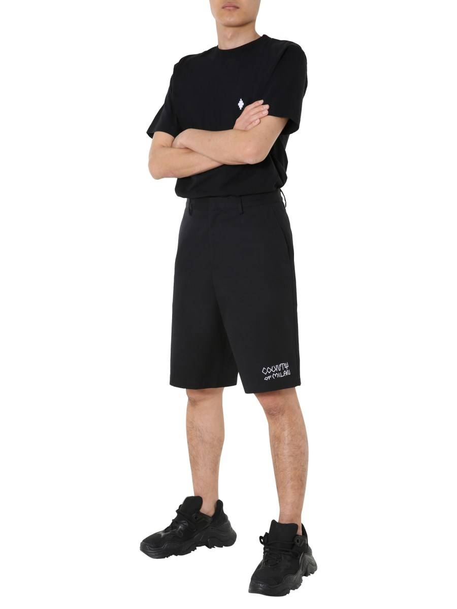 MARCELO BURLON COUNTY OF MILAN BERMUDA "COUNTRY" IN TWILL DI COTONE OCN LOGO RICAMATO