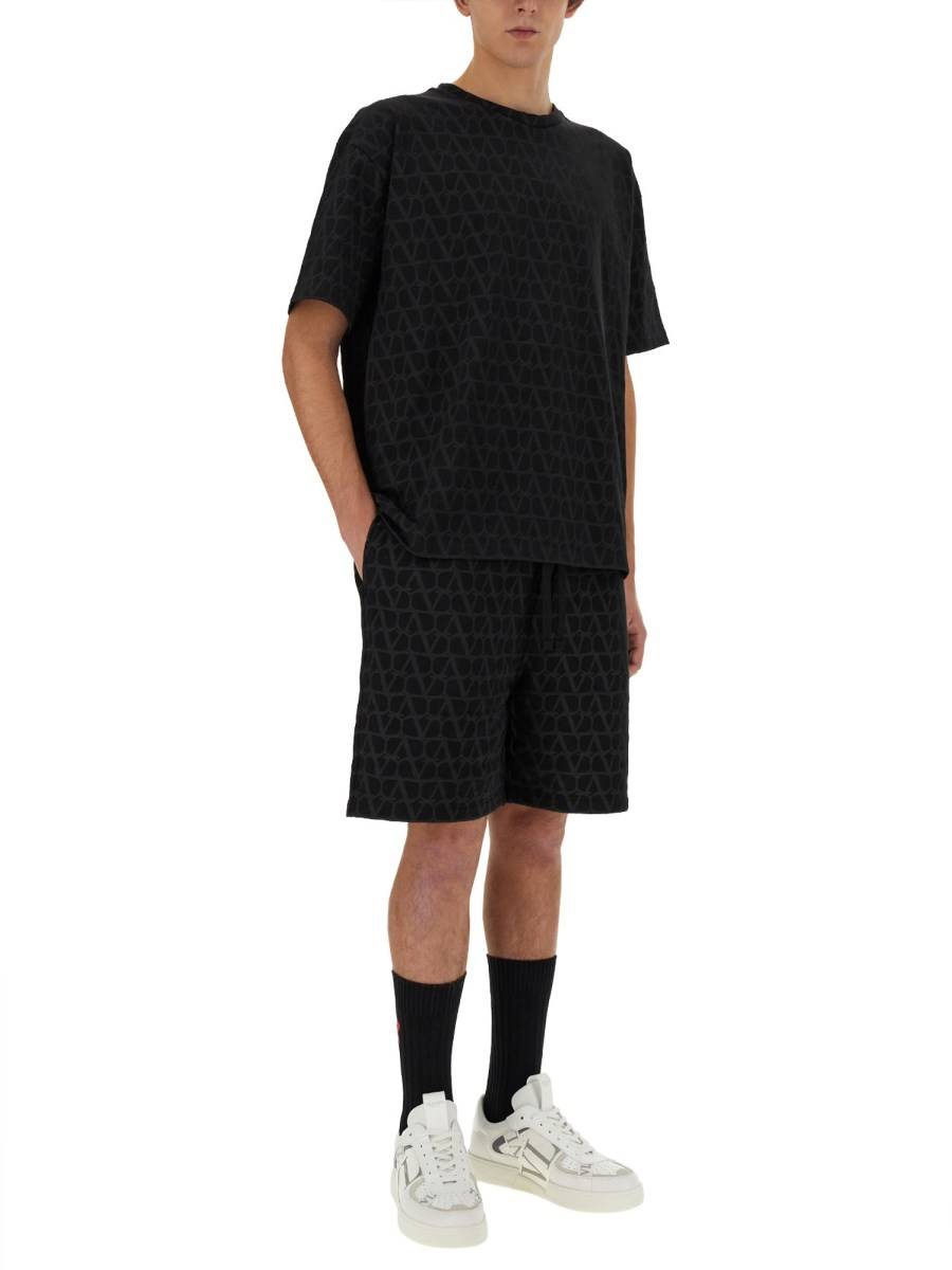 VALENTINO BERMUDA IN COTONE CON STAMPA TOILE ICONOGRAPHE