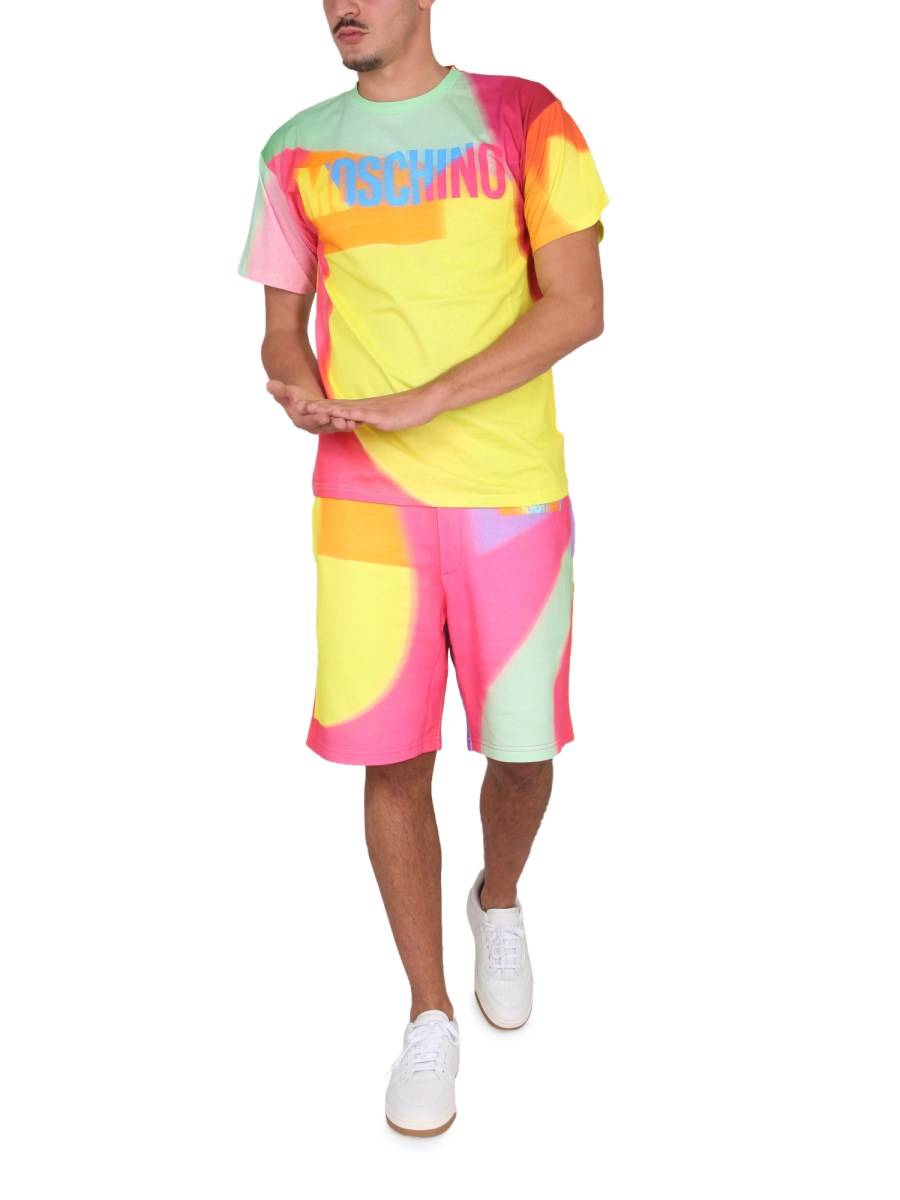 MOSCHINO BERMUDA IN FELPA DI COTONE CON STAMPA LOGO