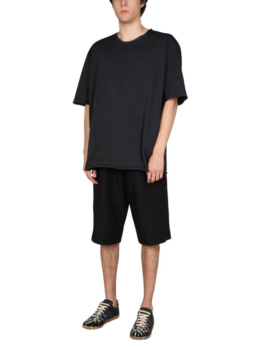 MAISON MARGIELA BERMUDA IN VISCOSA E LINO CON ELASTICO