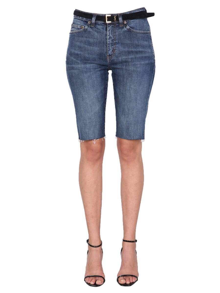 SAINT LAURENT BERMUDA SKINNY FIT IN DENIM DI COTONE