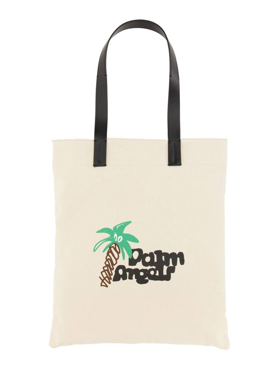 PALM ANGELS BORSA SHOPPING IN TELA DI COTONE CON STAMPA SKETCHY