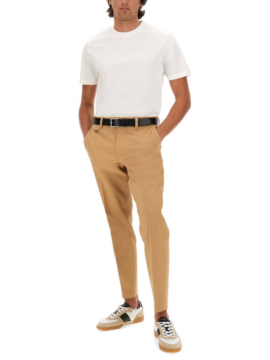 BOSS CAMEL T-SHIRT IN COTONE