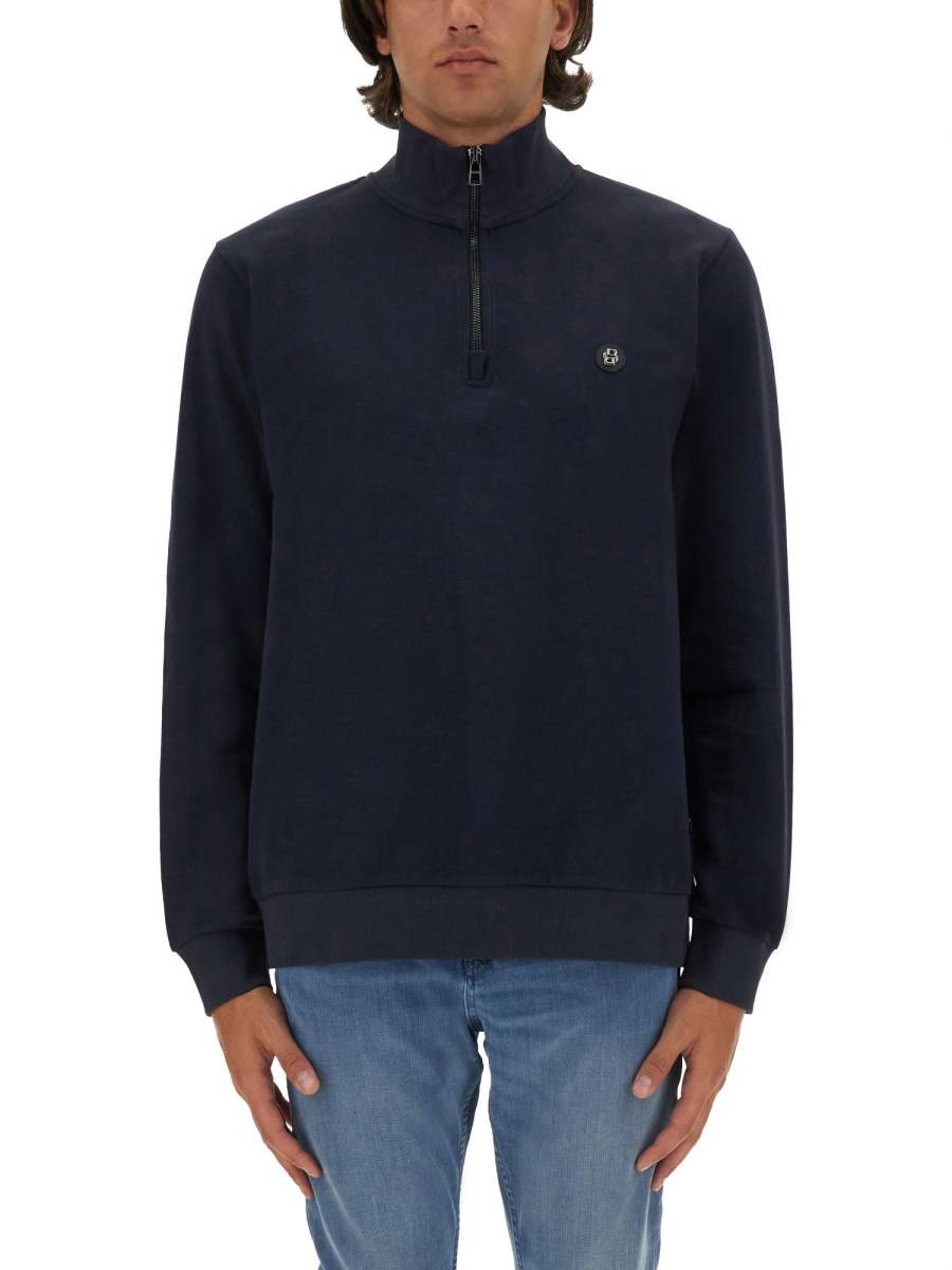 BOSS FELPA IN COTONE CON PATCH LOGO