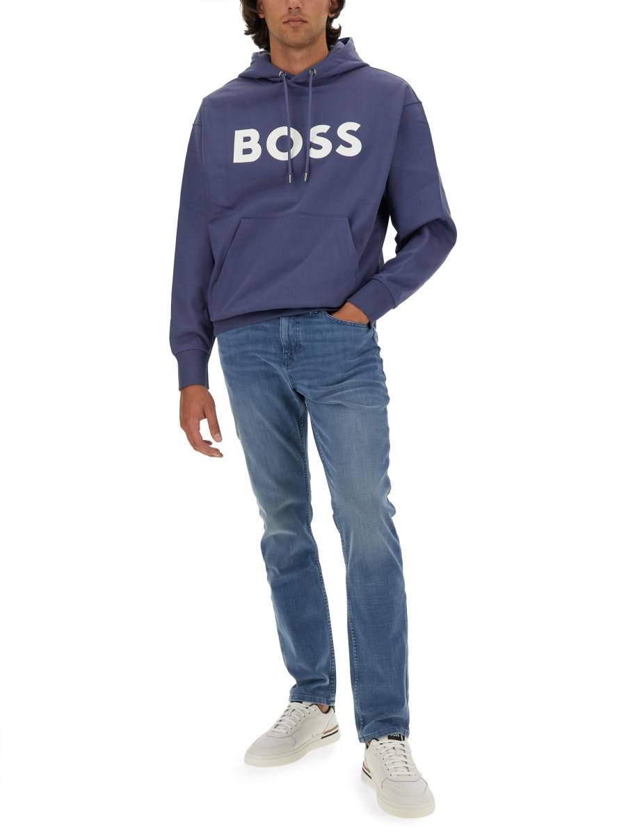 BOSS FELPA IN COTONE CON STAMPA LOGO