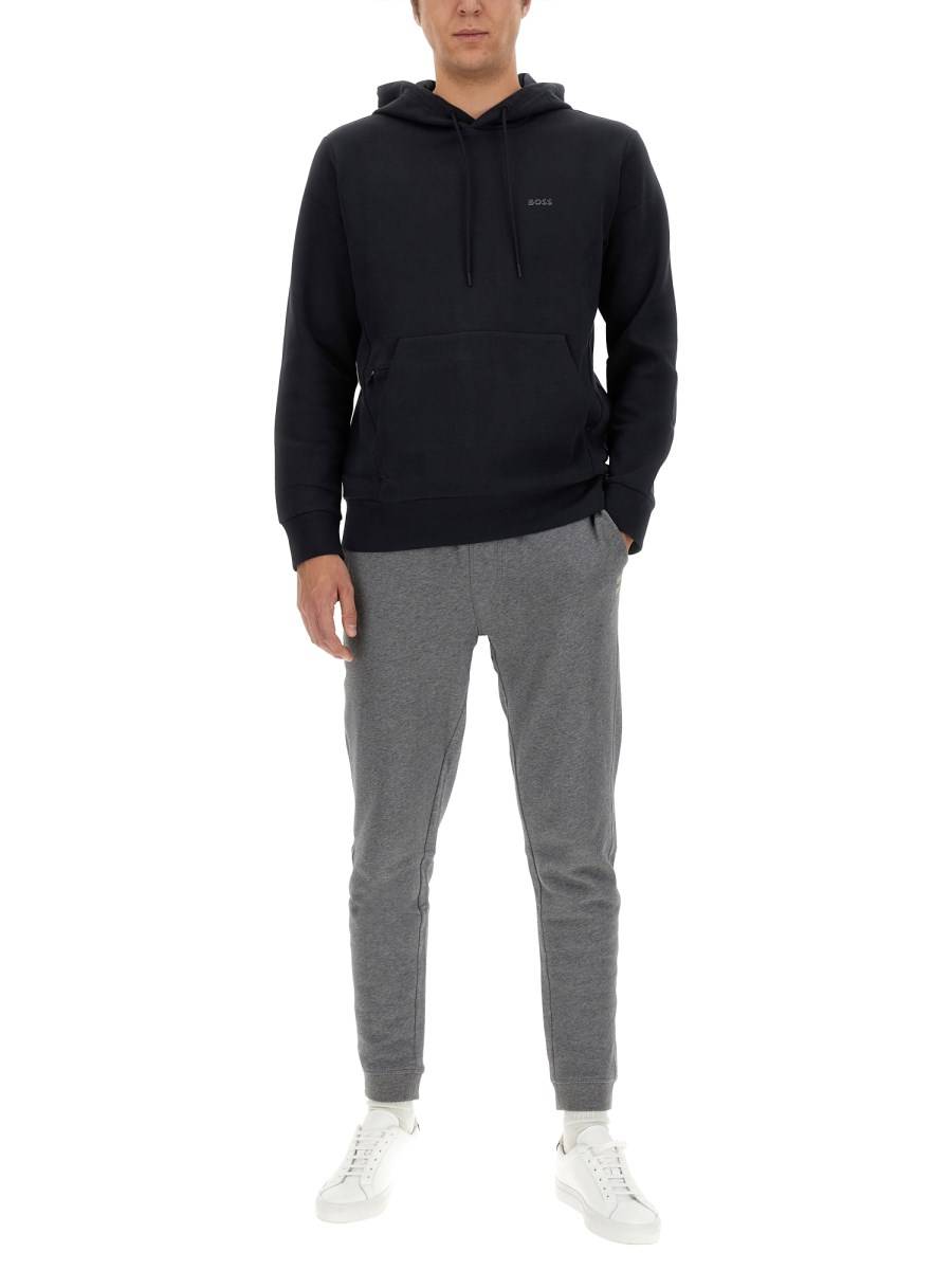 BOSS FELPA "SOODY" IN COTONE CON CAPPUCCIO E LOGO